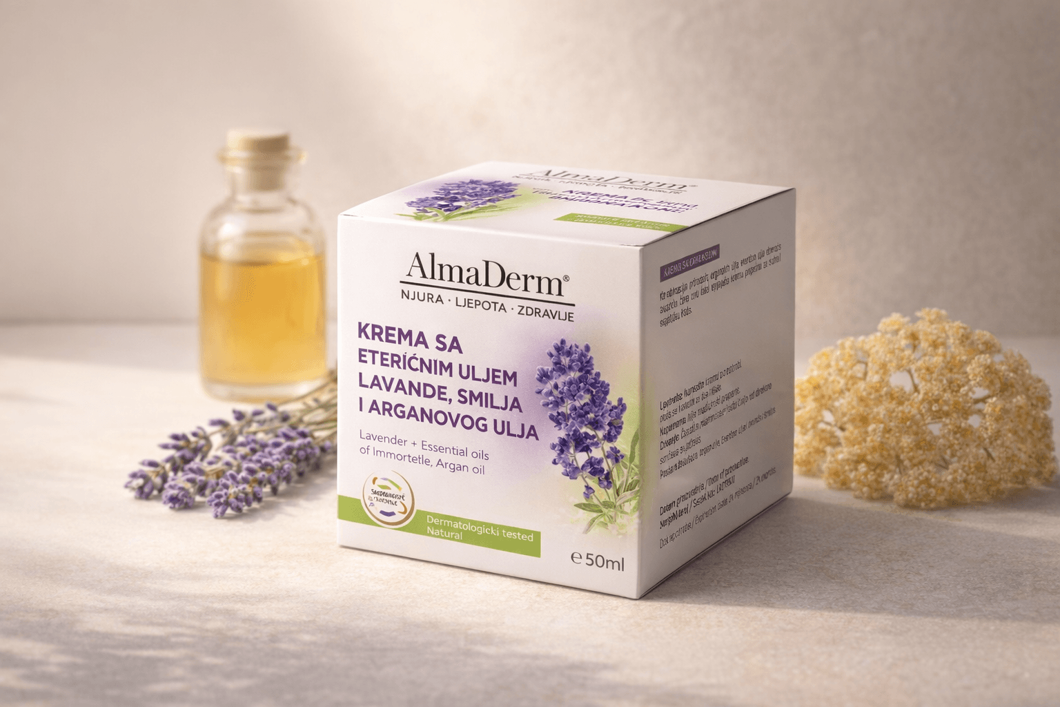 Krema sa eteričnim uljem Lavande , Smilja i Arganovog ulja 50ml