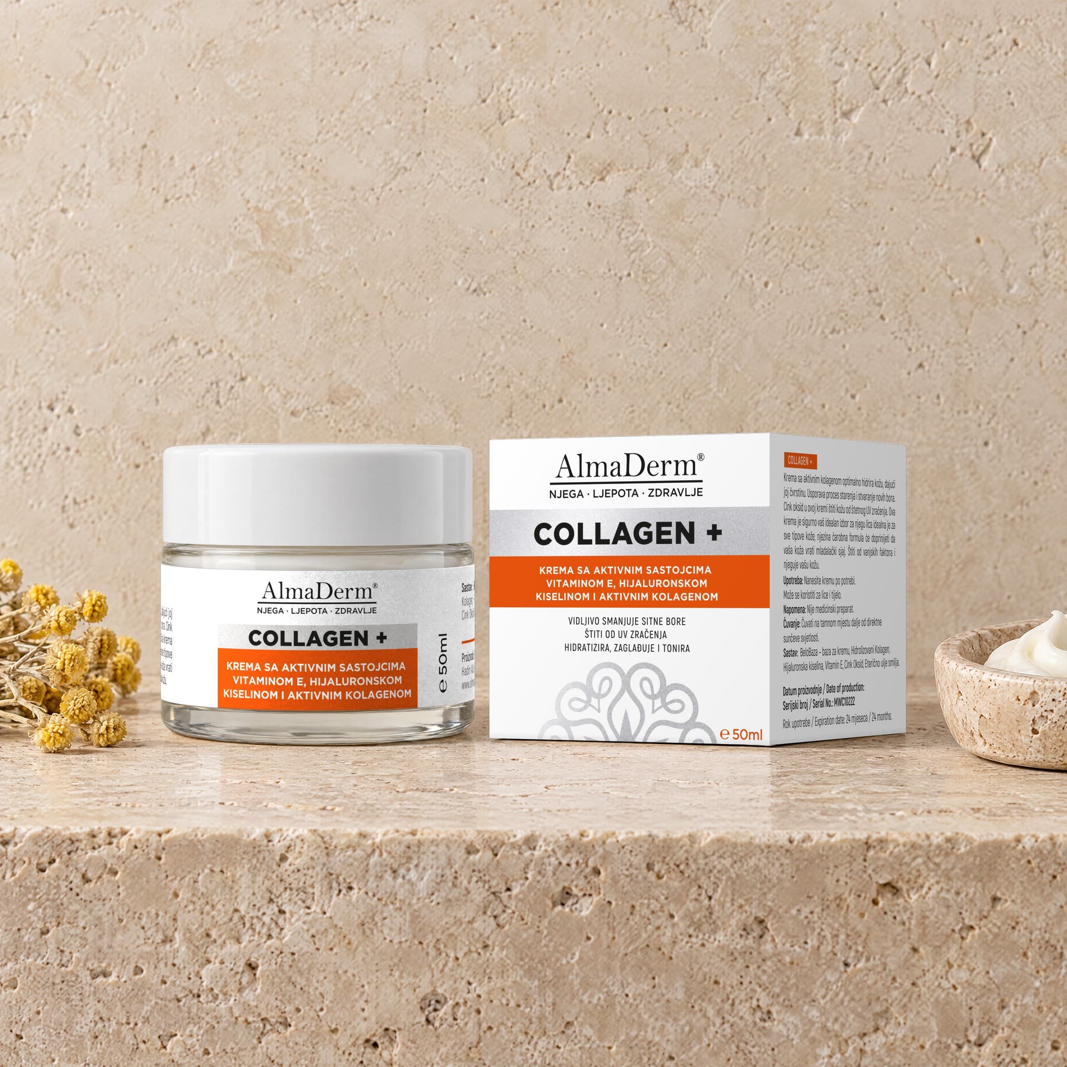 Krema sa aktivnim kolagenom, hijaluronskom kiselinom, vitaminom E sa UV zaštitom - Collagen + 50ml